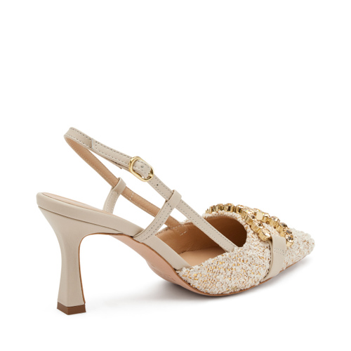 High-heeled bejewelled bouclé slingbacks - Frau Shoes | Official Online Shop