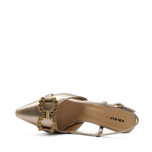 High-heeled bejewelled foiled leather slingbacks - Frau Shoes | Official Online Shop