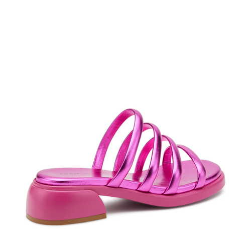 Foiled leather sliders with tubular straps - Frau Shoes | Official Online Shop