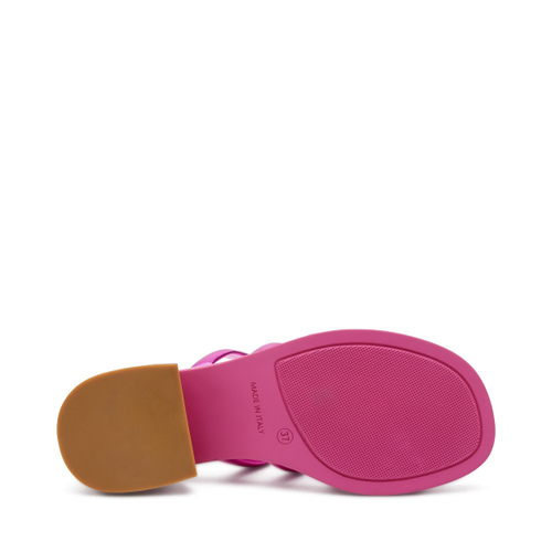 Foiled leather sliders with tubular straps - Frau Shoes | Official Online Shop