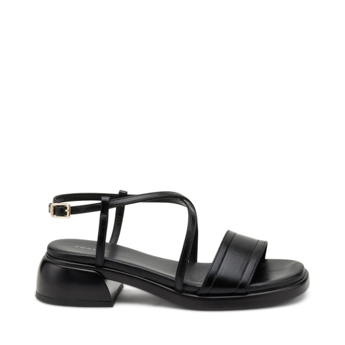 Foiled leather sandals with crossover straps - Frau Shoes | Official Online Shop