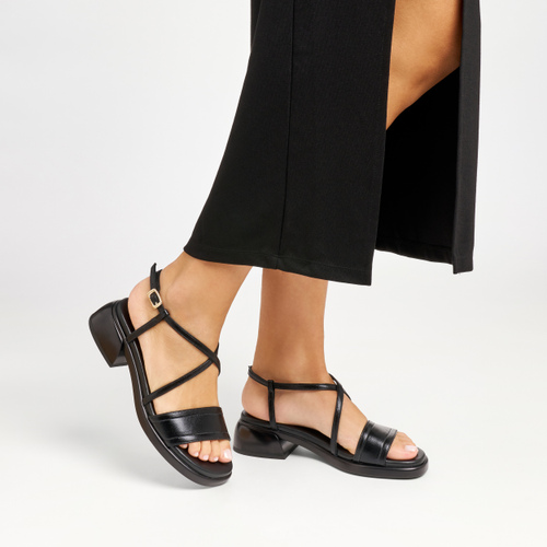 Sandalo con fascette a incrocio in pelle laminata - Frau Shoes | Official Online Shop