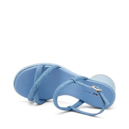 Sandale aus Denim mit geometrischem Absatz - Frau Shoes | Official Online Shop