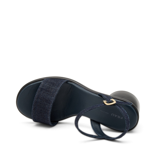 Sandale mit Riemen aus Denim mit geometrischem Absatz - Frau Shoes | Official Online Shop
