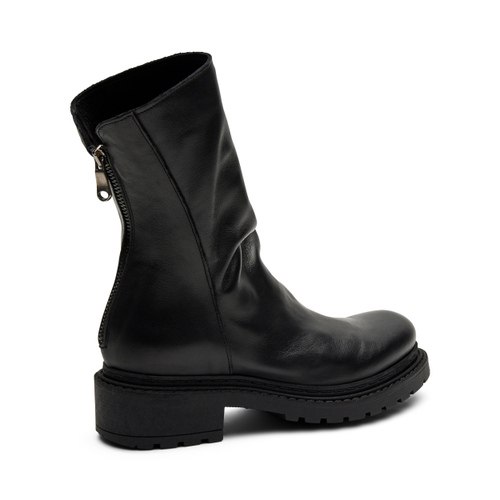 Leather biker boots with rear zip - Frau Shoes | Official Online Shop