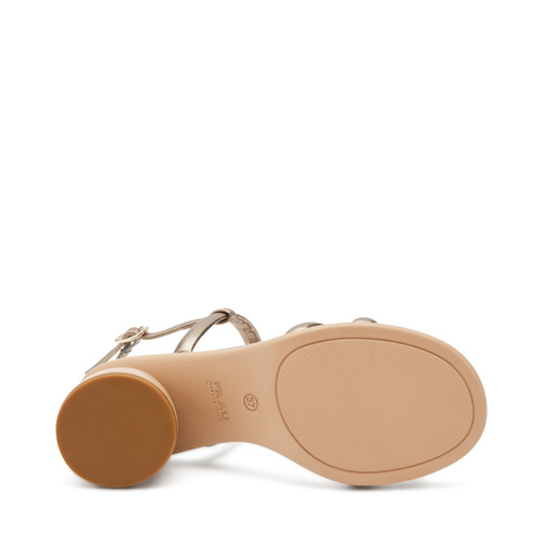 Sandale aus laminiertem Leder mit geometrischem Absatz - Frau Shoes | Official Online Shop
