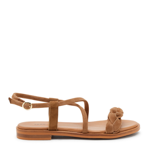 Sandale aus Veloursleder mit geflochtenem Obermaterial - Frau Shoes | Official Online Shop
