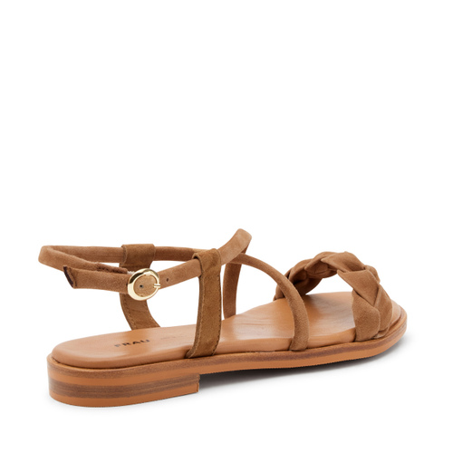 Sandale aus Veloursleder mit geflochtenem Obermaterial - Frau Shoes | Official Online Shop