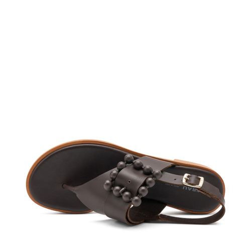 Zehenstegsandale aus Leder mit Schnalle in gleicher Farbe - Frau Shoes | Official Online Shop
