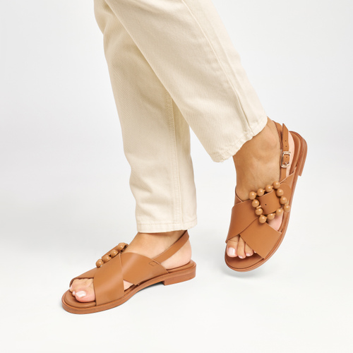 Sandale aus Leder mit Schnalle in gleicher Farbe - Frau Shoes | Official Online Shop