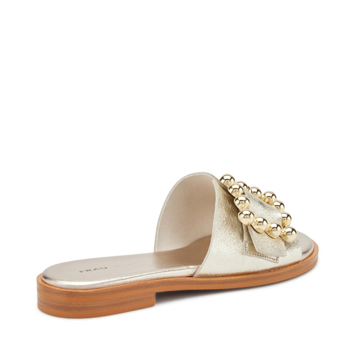 Foiled leather sliders with bejewelled buckle - Frau Shoes | Official Online Shop