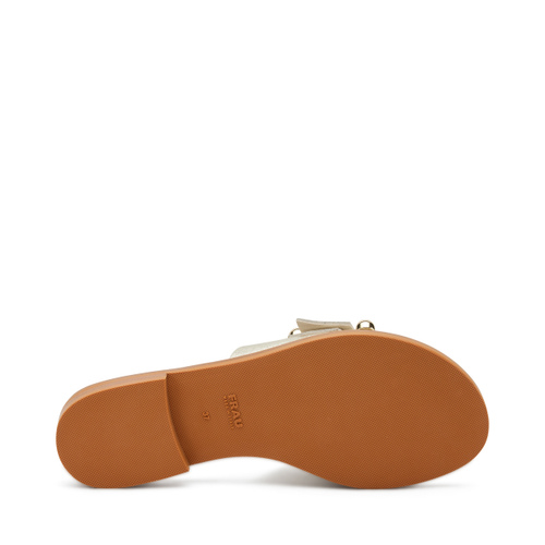 Foiled leather sliders with bejewelled buckle - Frau Shoes | Official Online Shop