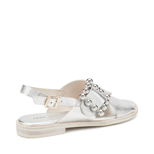 Foiled leather sandals with bejewelled buckle - Frau Shoes | Official Online Shop