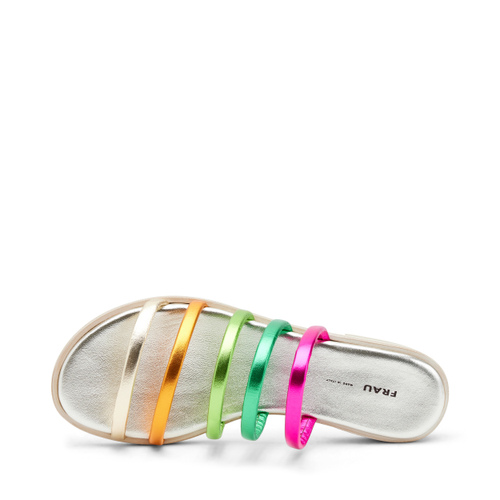 Foiled leather sliders with multi-colour tubular straps - Frau Shoes | Official Online Shop