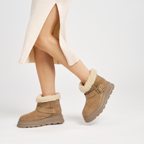 Sheepskin ankle boots with buckle - Frau Shoes | Official Online Shop