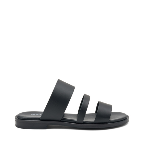 Triple-strap sliders in raw-cut leather - Frau Shoes | Official Online Shop