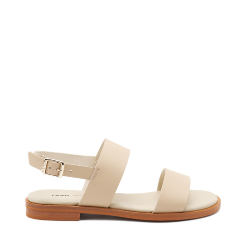 Sandale mit zwei Riemen aus offenkantig geschnittenem Leder - Frau Shoes | Official Online Shop