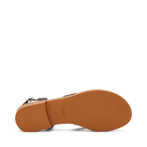 Zehenstegsandale mit Riemen aus offenkantig geschnittenem Leder - Frau Shoes | Official Online Shop