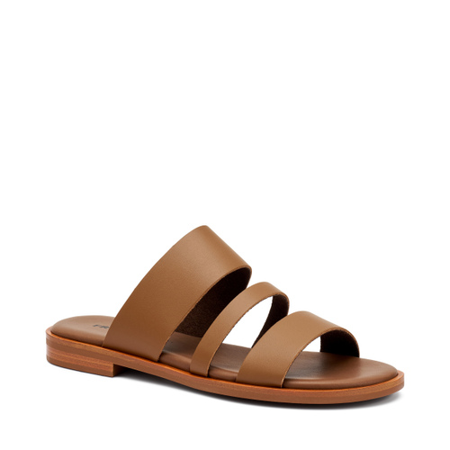Triple-strap sliders in raw-cut leather - Frau Shoes | Official Online Shop
