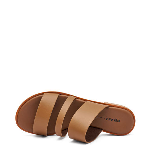 Triple-strap sliders in raw-cut leather - Frau Shoes | Official Online Shop