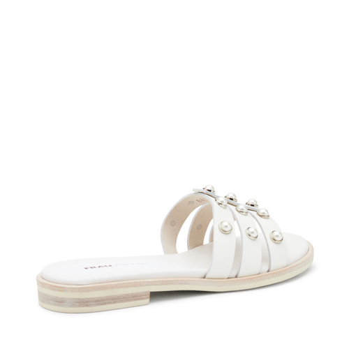 Leather sliders with pearly appliqués - Frau Shoes | Official Online Shop