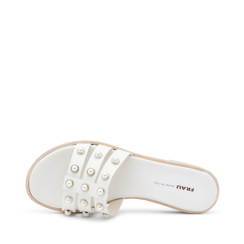Leather sliders with pearly appliqués - Frau Shoes | Official Online Shop