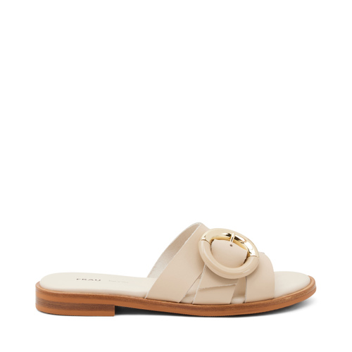 Leather strap sliders with two-tone buckle - Frau Shoes | Official Online Shop