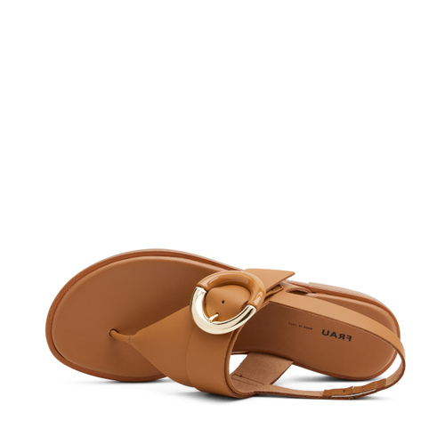 Leather thong sandals with two-tone maxi-buckle - Frau Shoes | Official Online Shop