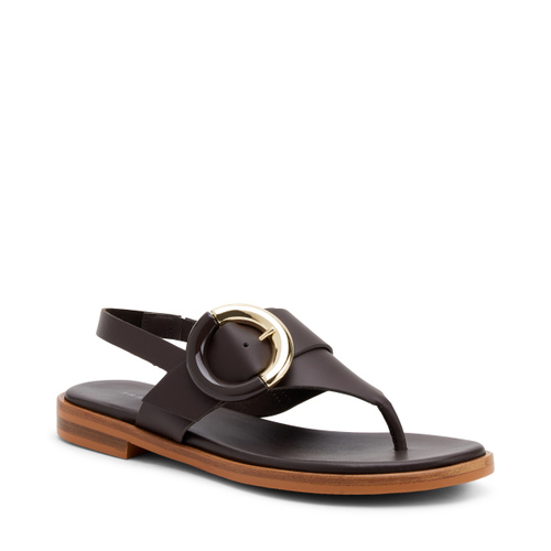 Leather thong sandals with two-tone maxi-buckle - Frau Shoes | Official Online Shop