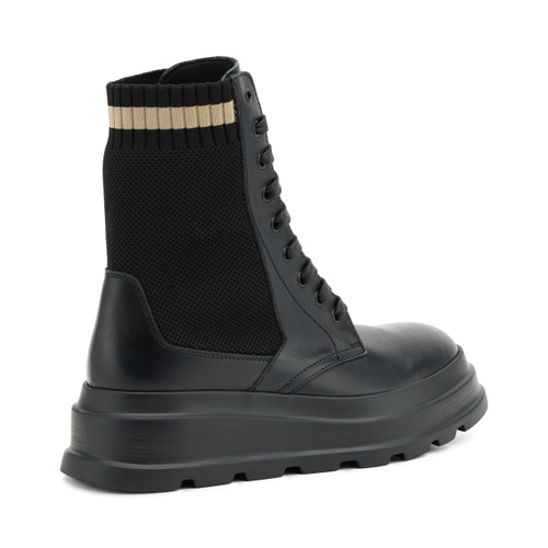 Leather combat boots with fabric inserts - Frau Shoes | Official Online Shop