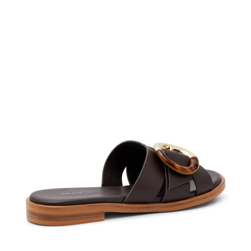 Leather strap sliders with tortoiseshell buckle - Frau Shoes | Official Online Shop