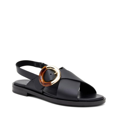 Leather crossover-strap sandals with tortoiseshell buckle - Frau Shoes | Official Online Shop
