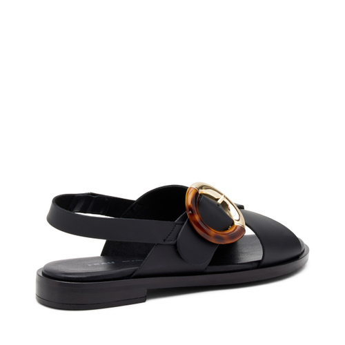 Leather crossover-strap sandals with tortoiseshell buckle - Frau Shoes | Official Online Shop