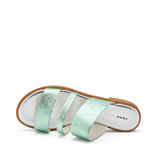 Triple-strap sliders in raw-cut foiled leather - Frau Shoes | Official Online Shop