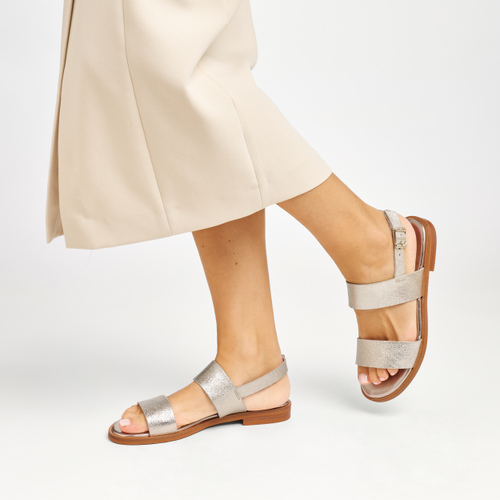 Sandale aus laminiertem Leder mit zwei Riemen - Frau Shoes | Official Online Shop