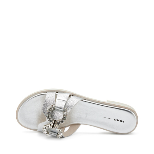 Bejewelled foiled leather sliders - Frau Shoes | Official Online Shop