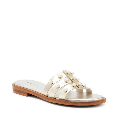 Foiled leather sliders with pearly appliqués - Frau Shoes | Official Online Shop
