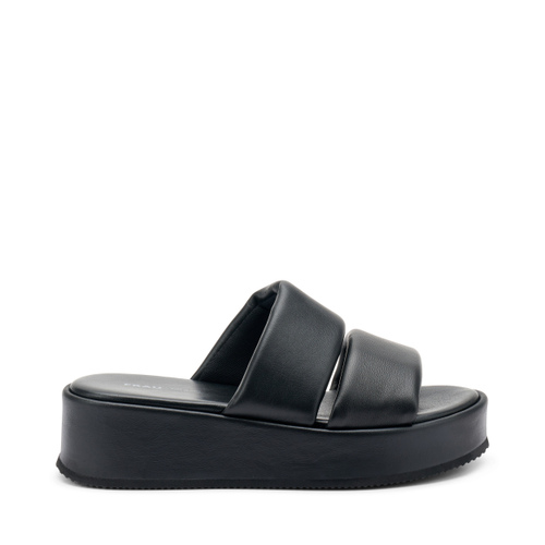 Plateau-Pantolette mit doppeltem Riemen aus weichem Leder - Frau Shoes | Official Online Shop