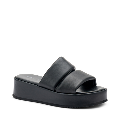 Soft leather double-strap flatform sliders - Frau Shoes | Official Online Shop