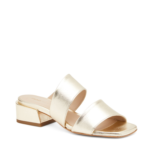 Foiled leather double-strap mules with low heel - Frau Shoes | Official Online Shop