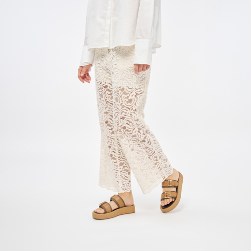 Plateau-Pantolette aus Leder und Bast - Frau Shoes | Official Online Shop