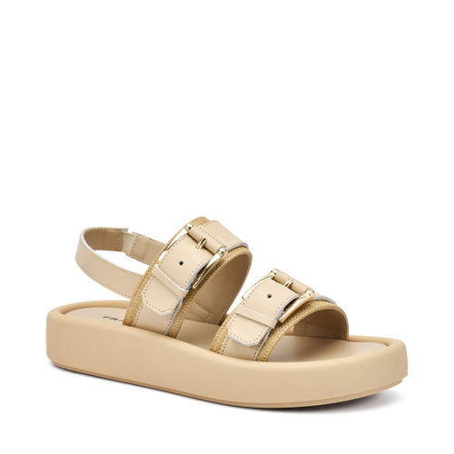 Leather and raffia flatform sandals - Frau Shoes | Official Online Shop