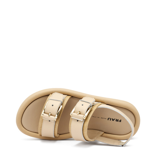 Leather and raffia flatform sandals - Frau Shoes | Official Online Shop