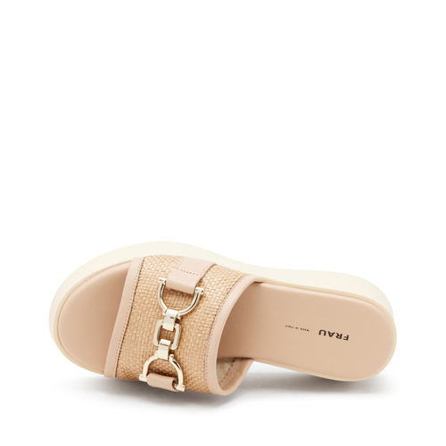 Raffia strap sliders with clasp and wedge - Frau Shoes | Official Online Shop