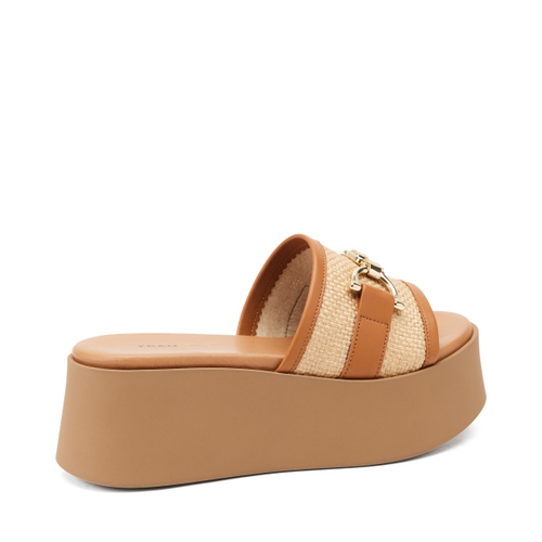 Raffia strap sliders with clasp and wedge - Frau Shoes | Official Online Shop