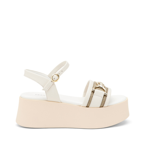 Sandalo a fascia in rafia con morsetto e zeppa - Frau Shoes | Official Online Shop
