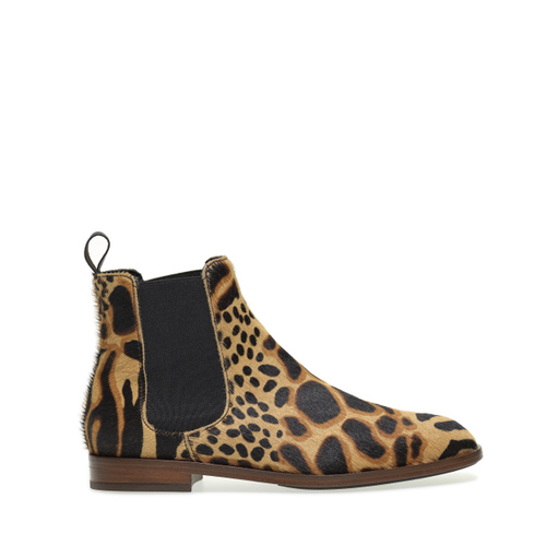 Ponyhair-effect leather Chelsea boots with animal print - Frau Shoes | Official Online Shop