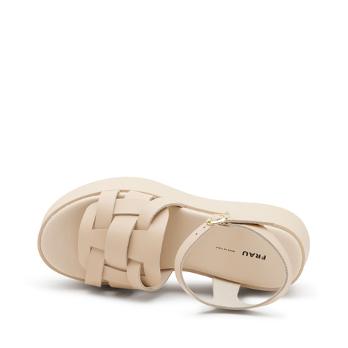 Sandale mit geflochtenen Riemen aus Leder und Keilabsatz - Frau Shoes | Official Online Shop