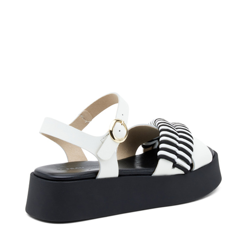 Plateausandale aus Leder mit zweifarbigen Einflechtungen - Frau Shoes | Official Online Shop