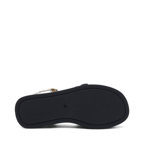 Leather platform sandals with two-tone interwoven detailing - Frau Shoes | Official Online Shop